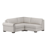 Nativa Interiors Sylviane Solid + Manufactured Wood / Revolution Performance Fabrics® 3 Pieces Modular Left Hand Facing Sectional with Ottoman Off White 90.00"W x 83.00"D x 33.00"H