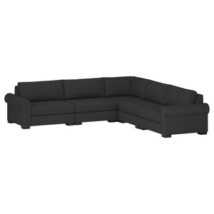 Nativa Interiors Sylviane Solid + Manufactured Wood / Revolution Performance Fabrics® 5 Pieces Modular Symmetrical Sectional with Ottoman Charcoal 128.00"W x 128.00"D x 33.00"H