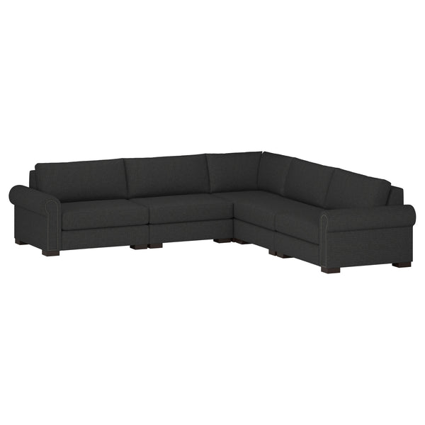 Nativa Interiors Sylviane Solid + Manufactured Wood / Revolution Performance Fabrics® 5 Pieces Modular Symmetrical Sectional with Ottoman Charcoal 128.00"W x 128.00"D x 33.00"H