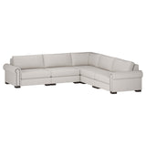 Nativa Interiors Sylviane Solid + Manufactured Wood / Revolution Performance Fabrics® 5 Pieces Modular Symmetrical Sectional with Ottoman Off White 128.00"W x 128.00"D x 33.00"H