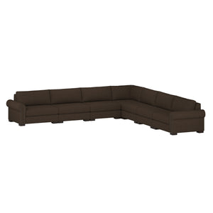 Nativa Interiors Sylviane Solid + Manufactured Wood / Revolution Performance Fabrics® 7 Pieces Modular Symmetrical Sectional with Ottoman Brown 166.00"W x 166.00"D x 33.00"H