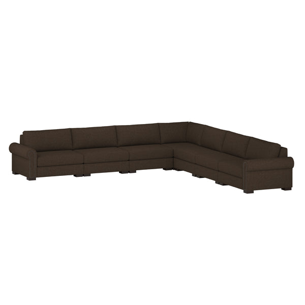 Nativa Interiors Sylviane Solid + Manufactured Wood / Revolution Performance Fabrics® 7 Pieces Modular Symmetrical Sectional with Ottoman Brown 166.00"W x 166.00"D x 33.00"H