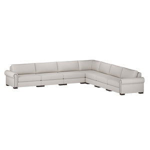 Nativa Interiors Sylviane Solid + Manufactured Wood / Revolution Performance Fabrics® 7 Pieces Modular Symmetrical Sectional with Ottoman Off White 166.00"W x 166.00"D x 33.00"H
