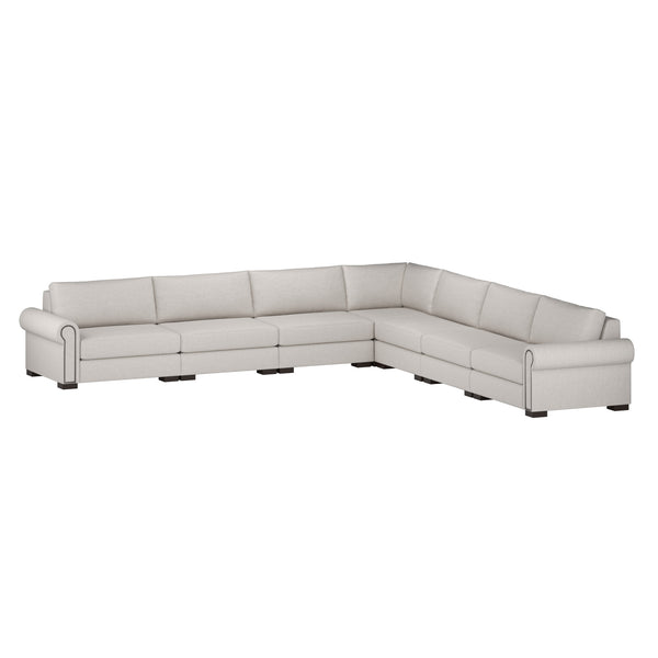 Nativa Interiors Sylviane Solid + Manufactured Wood / Revolution Performance Fabrics® 7 Pieces Modular Symmetrical Sectional with Ottoman Off White 166.00"W x 166.00"D x 33.00"H