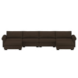 Nativa Interiors Sylviane Solid + Manufactured Wood / Revolution Performance Fabrics® 6 Pieces Modular U-Shape Sectional with Ottoman Brown 166.00"W x 83.00"D x 33.00"H