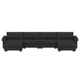 Nativa Interiors Sylviane Solid + Manufactured Wood / Revolution Performance Fabrics® 6 Pieces Modular U-Shape Sectional with Ottoman Charcoal 166.00"W x 83.00"D x 33.00"H