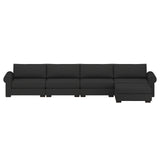 Nativa Interiors Sylviane Solid + Manufactured Wood / Revolution Performance Fabrics® 5 Pieces Modular Symmetrical Sectional with Ottoman Charcoal 166.00"W x 83.00"D x 33.00"H