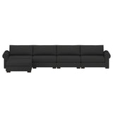 Nativa Interiors Sylviane Solid + Manufactured Wood / Revolution Performance Fabrics® 5 Pieces Modular Symmetrical Sectional with Ottoman Charcoal 166.00"W x 83.00"D x 33.00"H