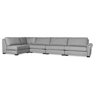 Nativa Interiors Sylviane Solid + Manufactured Wood / Revolution Performance Fabrics® 5 Pieces Modular Right Hand Facing Sectional with Ottoman Grey 166.00"W x 83.00"D x 33.00"H