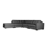 Nativa Interiors Veranda Solid + Manufactured Wood / Revolution Performance Fabrics® 5 Pieces Modular Right Hand Facing Sectional with Ottoman Charcoal 128.00"W x 121.00"D x 33.00"H