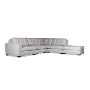 Nativa Interiors Veranda Solid + Manufactured Wood / Revolution Performance Fabrics® 5 Pieces Modular Left Hand Facing Sectional with Ottoman Grey 128.00"W x 121.00"D x 33.00"H