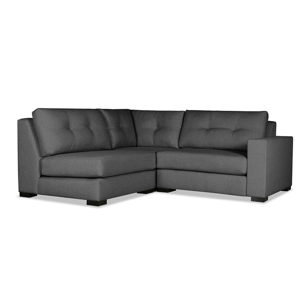 Nativa Interiors Veranda Solid + Manufactured Wood / Revolution Performance Fabrics® 3 Pieces Modular Right Hand Facing Sectional with Ottoman Charcoal 90.00"W x 83.00"D x 33.00"H