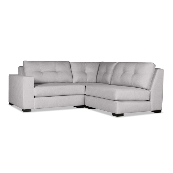 Nativa Interiors Veranda Solid + Manufactured Wood / Revolution Performance Fabrics® 3 Pieces Modular Left Hand Facing Sectional with Ottoman Grey 90.00"W x 83.00"D x 33.00"H