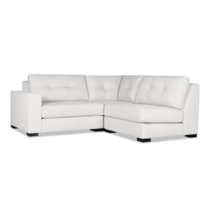 Nativa Interiors Veranda Solid + Manufactured Wood / Revolution Performance Fabrics® 3 Pieces Modular Left Hand Facing Sectional with Ottoman Off White 90.00"W x 83.00"D x 33.00"H