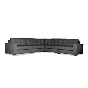 Nativa Interiors Veranda Solid + Manufactured Wood / Revolution Performance Fabrics® 5 Pieces Modular Symmetrical Sectional with Ottoman Charcoal 128.00"W x 128.00"D x 33.00"H