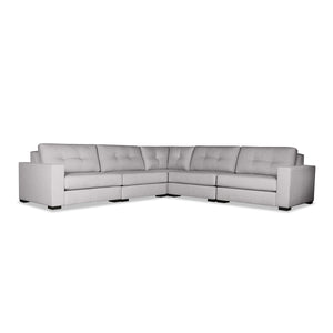 Nativa Interiors Veranda Solid + Manufactured Wood / Revolution Performance Fabrics® 5 Pieces Modular Symmetrical Sectional with Ottoman Grey 128.00"W x 128.00"D x 33.00"H