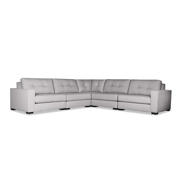 Nativa Interiors Veranda Solid + Manufactured Wood / Revolution Performance Fabrics® 5 Pieces Modular Symmetrical Sectional with Ottoman Grey 128.00"W x 128.00"D x 33.00"H