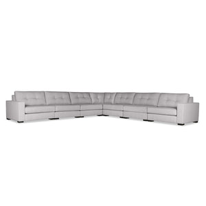 Nativa Interiors Veranda Solid + Manufactured Wood / Revolution Performance Fabrics® 7 Pieces Modular Symmetrical Sectional with Ottoman Grey 166.00"W x 166.00"D x 33.00"H