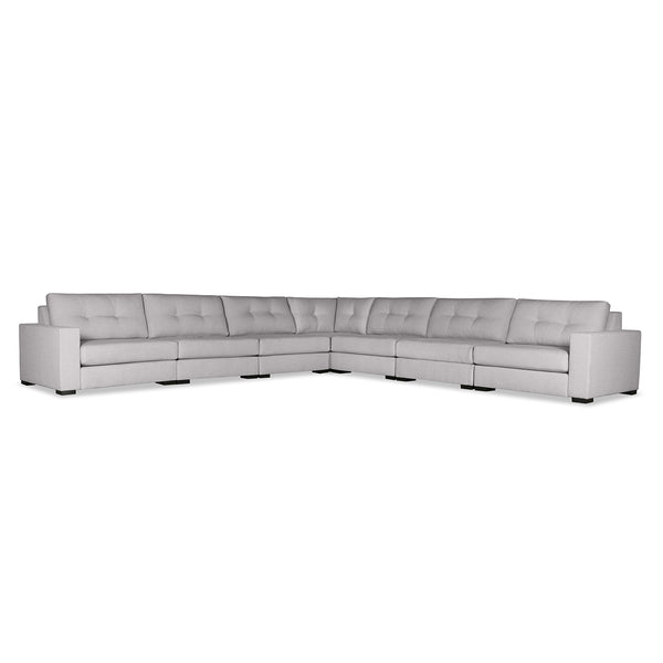 Nativa Interiors Veranda Solid + Manufactured Wood / Revolution Performance Fabrics® 7 Pieces Modular Symmetrical Sectional with Ottoman Grey 166.00"W x 166.00"D x 33.00"H