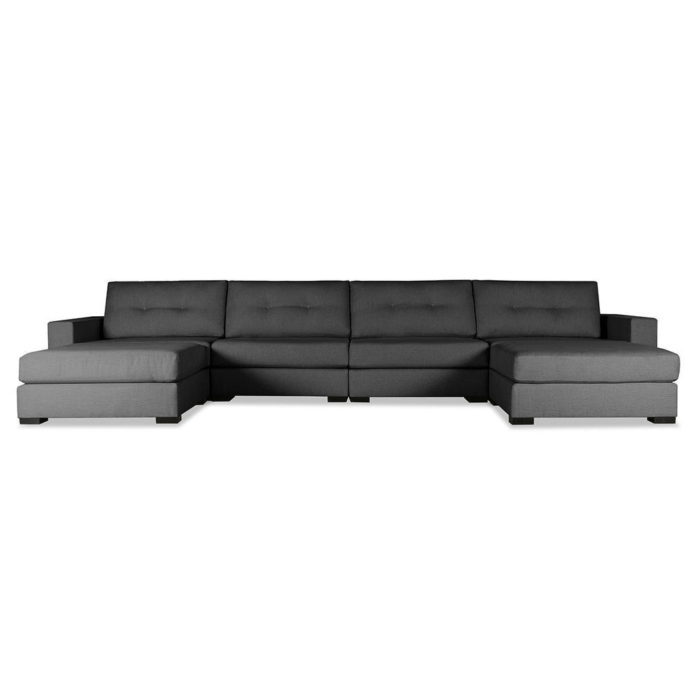 Nativa Interiors Veranda Solid + Manufactured Wood / Revolution Performance Fabrics® 6 Pieces Modular U-Shape Sectional with Ottoman Charcoal 166.00"W x 83.00"D x 33.00"H