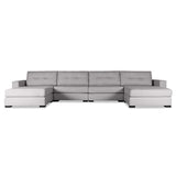 Nativa Interiors Veranda Solid + Manufactured Wood / Revolution Performance Fabrics® 6 Pieces Modular U-Shape Sectional with Ottoman Grey 166.00"W x 83.00"D x 33.00"H