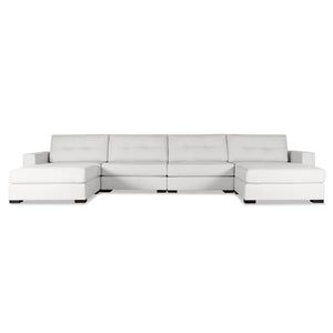 Nativa Interiors Veranda Solid + Manufactured Wood / Revolution Performance Fabrics® 6 Pieces Modular U-Shape Sectional with Ottoman Off White 166.00"W x 83.00"D x 33.00"H