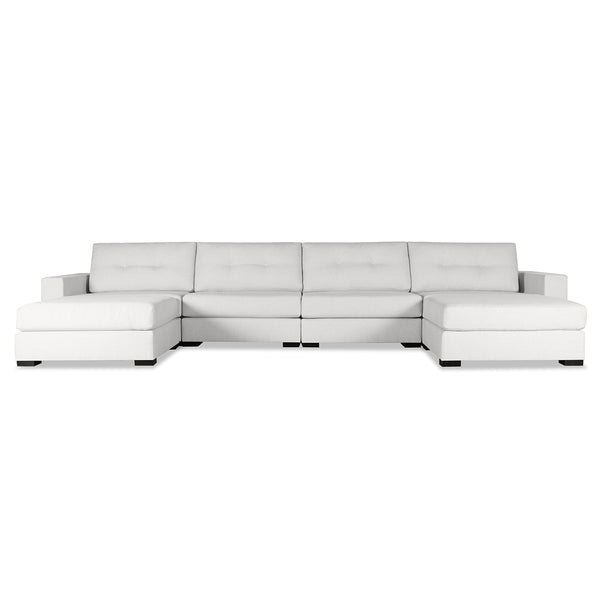 Nativa Interiors Veranda Solid + Manufactured Wood / Revolution Performance Fabrics® 6 Pieces Modular U-Shape Sectional with Ottoman Off White 166.00"W x 83.00"D x 33.00"H
