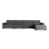 Nativa Interiors Veranda Solid + Manufactured Wood / Revolution Performance Fabrics® 5 Pieces Modular Symmetrical Sectional with Ottoman Charcoal 166.00"W x 83.00"D x 33.00"H