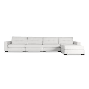 Nativa Interiors Veranda Solid + Manufactured Wood / Revolution Performance Fabrics® 5 Pieces Modular Symmetrical Sectional with Ottoman Off White 166.00"W x 83.00"D x 33.00"H