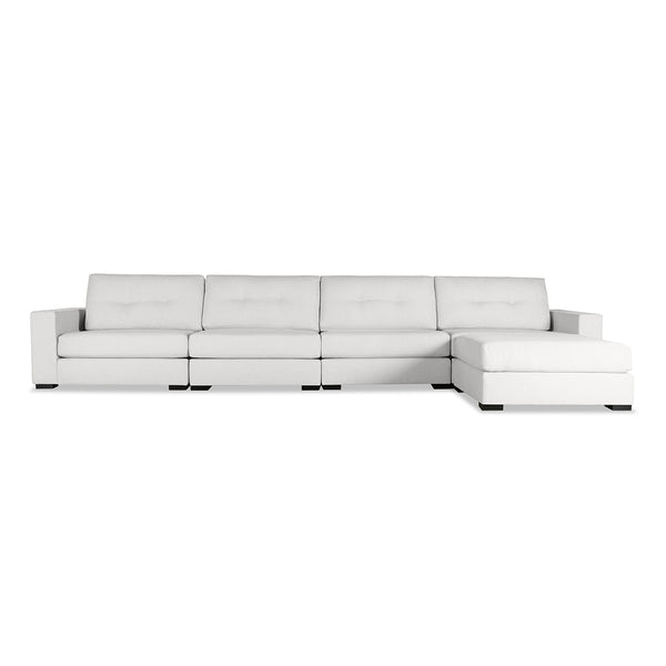 Nativa Interiors Veranda Solid + Manufactured Wood / Revolution Performance Fabrics® 5 Pieces Modular Symmetrical Sectional with Ottoman Off White 166.00"W x 83.00"D x 33.00"H