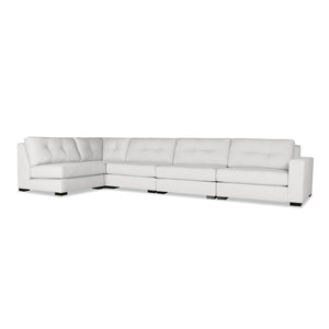 Nativa Interiors Veranda Solid + Manufactured Wood / Revolution Performance Fabrics® 5 Pieces Modular Right Hand Facing Sectional with Ottoman Off White 166.00"W x 83.00"D x 33.00"H