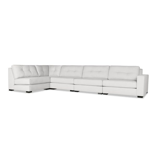 Nativa Interiors Veranda Solid + Manufactured Wood / Revolution Performance Fabrics® 5 Pieces Modular Right Hand Facing Sectional with Ottoman Off White 166.00"W x 83.00"D x 33.00"H