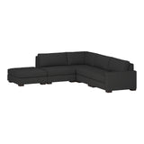 Nativa Interiors Veranda Solid + Manufactured Wood / Revolution Performance Fabrics® 5 Pieces Modular Right Hand Facing Sectional with Ottoman Charcoal 128.00"W x 121.00"D x 33.00"H