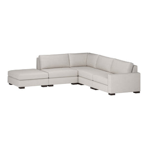 Nativa Interiors Veranda Solid + Manufactured Wood / Revolution Performance Fabrics® 5 Pieces Modular Right Hand Facing Sectional with Ottoman Off White 128.00"W x 121.00"D x 33.00"H