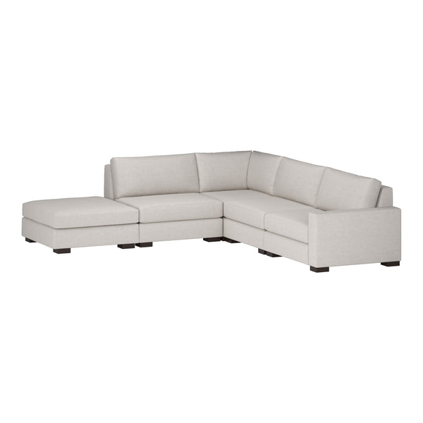 Nativa Interiors Veranda Solid + Manufactured Wood / Revolution Performance Fabrics® 5 Pieces Modular Right Hand Facing Sectional with Ottoman Off White 128.00"W x 121.00"D x 33.00"H