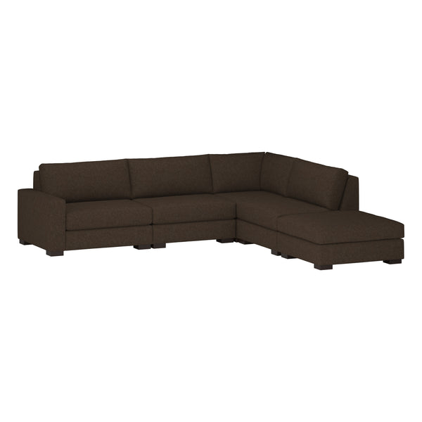 Nativa Interiors Veranda Solid + Manufactured Wood / Revolution Performance Fabrics® 5 Pieces Modular Left Hand Facing Sectional with Ottoman Brown 128.00"W x 121.00"D x 33.00"H