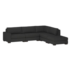 Nativa Interiors Veranda Solid + Manufactured Wood / Revolution Performance Fabrics® 5 Pieces Modular Left Hand Facing Sectional with Ottoman Charcoal 128.00"W x 121.00"D x 33.00"H