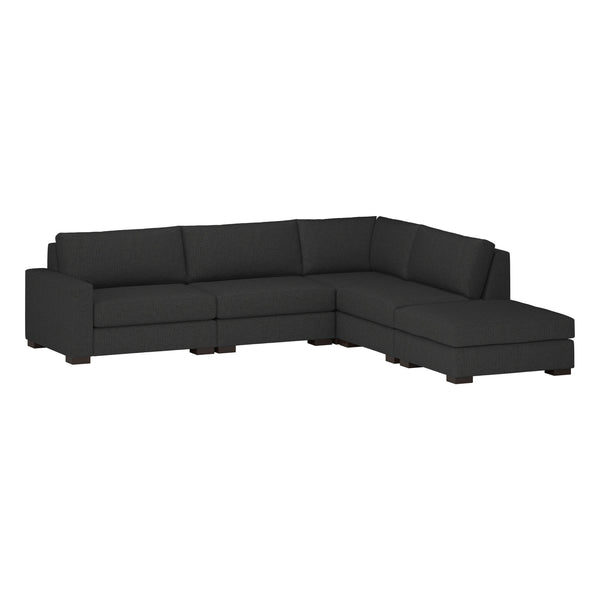 Nativa Interiors Veranda Solid + Manufactured Wood / Revolution Performance Fabrics® 5 Pieces Modular Left Hand Facing Sectional with Ottoman Charcoal 128.00"W x 121.00"D x 33.00"H
