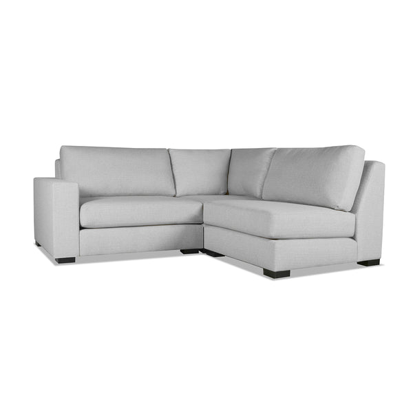 Nativa Interiors Veranda Solid + Manufactured Wood / Revolution Performance Fabrics® 3 Pieces Modular Left Hand Facing Sectional with Ottoman Grey 90.00"W x 83.00"D x 33.00"H