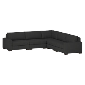 Nativa Interiors Veranda Solid + Manufactured Wood / Revolution Performance Fabrics® 5 Pieces Modular Symmetrical Sectional with Ottoman Charcoal 128.00"W x 128.00"D x 33.00"H