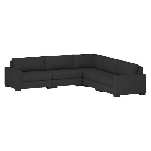 Nativa Interiors Veranda Solid + Manufactured Wood / Revolution Performance Fabrics® 5 Pieces Modular Symmetrical Sectional with Ottoman Charcoal 128.00"W x 128.00"D x 33.00"H