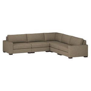 Nativa Interiors Veranda Solid + Manufactured Wood / Revolution Performance Fabrics® 5 Pieces Modular Symmetrical Sectional with Ottoman Flax 128.00"W x 128.00"D x 33.00"H