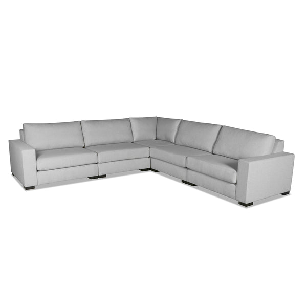 Nativa Interiors Veranda Solid + Manufactured Wood / Revolution Performance Fabrics® 5 Pieces Modular Symmetrical Sectional with Ottoman Grey 128.00"W x 128.00"D x 33.00"H