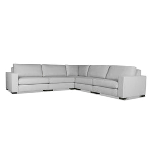 Nativa Interiors Veranda Solid + Manufactured Wood / Revolution Performance Fabrics® 5 Pieces Modular Symmetrical Sectional with Ottoman Grey 128.00"W x 128.00"D x 33.00"H