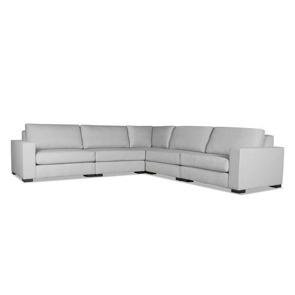 Nativa Interiors Veranda Solid + Manufactured Wood / Revolution Performance Fabrics® 5 Pieces Modular Symmetrical Sectional with Ottoman Grey 128.00"W x 128.00"D x 33.00"H