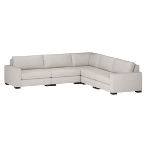 Nativa Interiors Veranda Solid + Manufactured Wood / Revolution Performance Fabrics® 5 Pieces Modular Symmetrical Sectional with Ottoman Off White 128.00"W x 128.00"D x 33.00"H