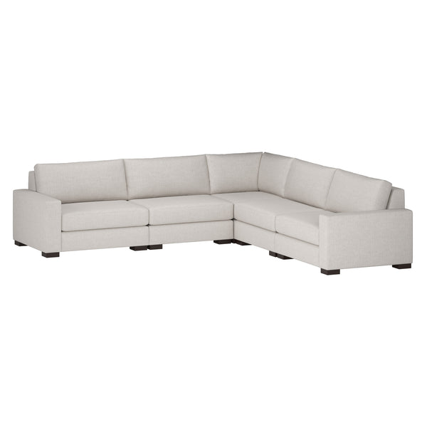 Nativa Interiors Veranda Solid + Manufactured Wood / Revolution Performance Fabrics® 5 Pieces Modular Symmetrical Sectional with Ottoman Off White 128.00"W x 128.00"D x 33.00"H