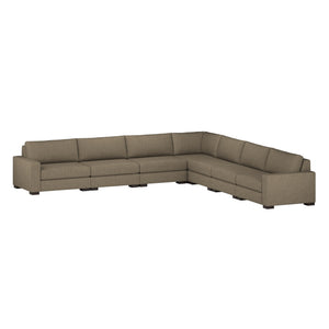 Nativa Interiors Veranda Solid + Manufactured Wood / Revolution Performance Fabrics® 7 Pieces Modular Symmetrical Sectional with Ottoman Flax 166.00"W x 166.00"D x 33.00"H