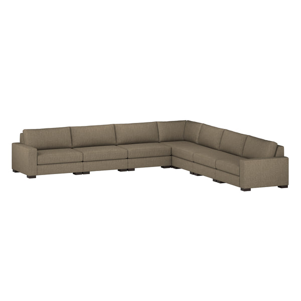 Nativa Interiors Veranda Solid + Manufactured Wood / Revolution Performance Fabrics® 7 Pieces Modular Symmetrical Sectional with Ottoman Flax 166.00"W x 166.00"D x 33.00"H