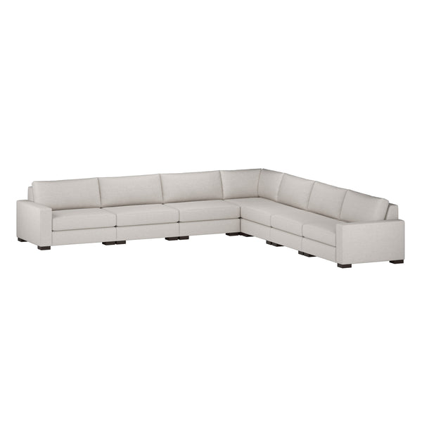 Nativa Interiors Veranda Solid + Manufactured Wood / Revolution Performance Fabrics® 7 Pieces Modular Symmetrical Sectional with Ottoman Off White 166.00"W x 166.00"D x 33.00"H